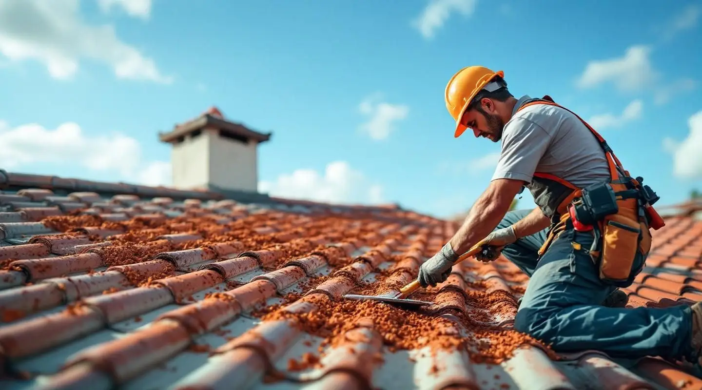 A large commercial facility in Louisville with a newly completed red clay tile roof, showcasing interlocking tile systems.