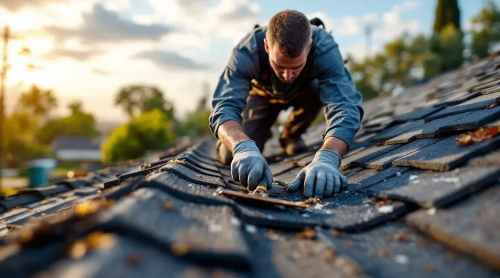 Professional roofing crew installing heavy-duty architectural asphalt shingles on a commercial facility in Louisville.